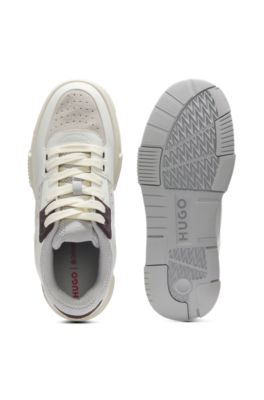 Trainers with mesh and faux leather, White