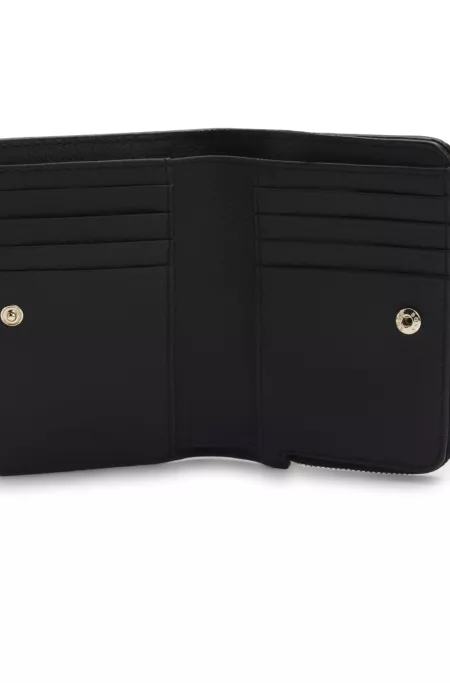 Grained-leather wallet with metallic logo lettering