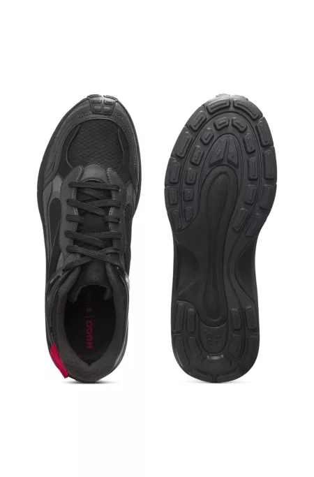 Heel-spoiler trainers with faux-suede accents