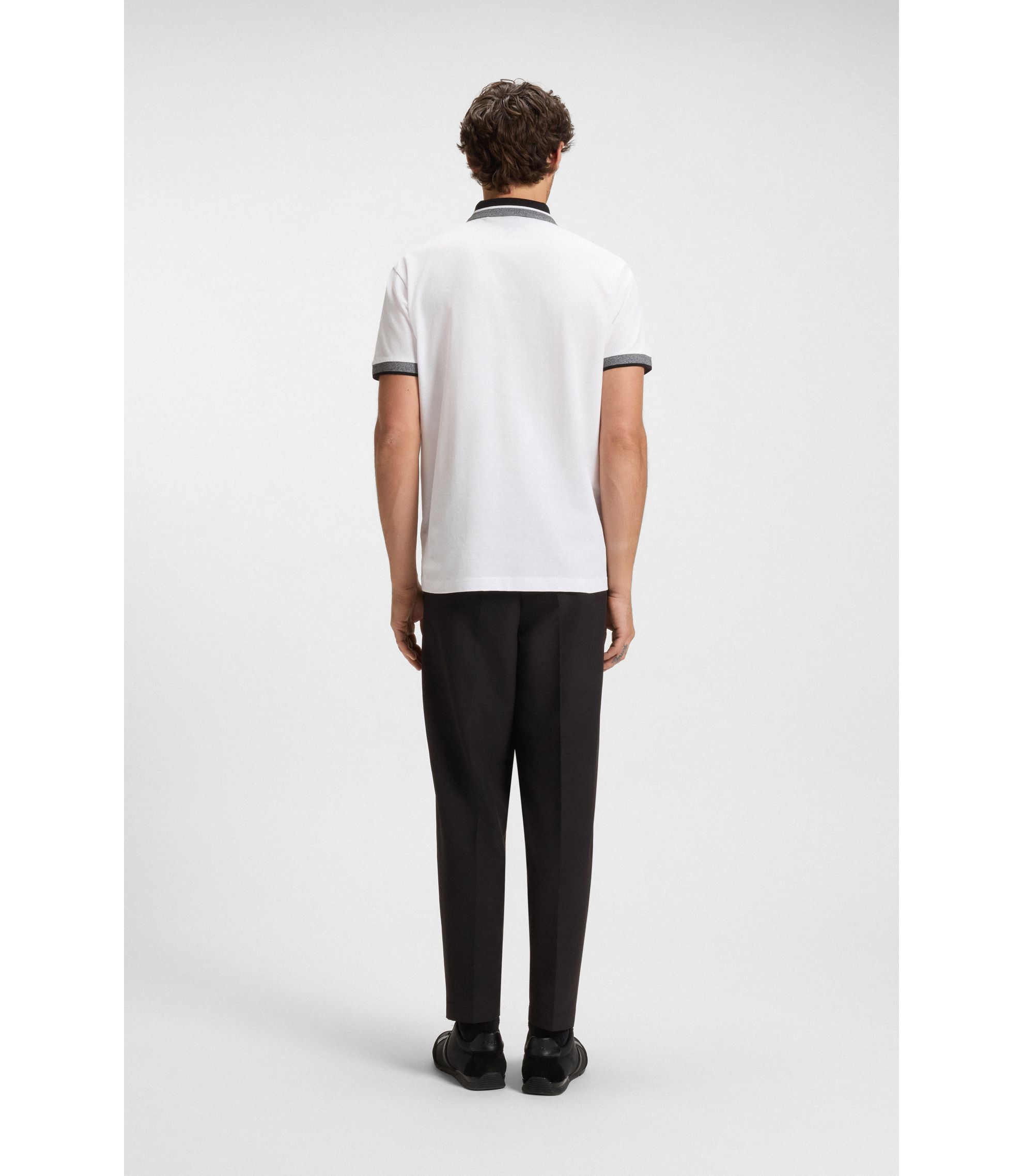 BOSS - Zip-placket polo shirt in cotton piqué - White