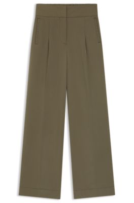 Straight-fit pants with pleat front, Light Green