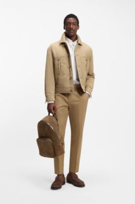 Backpack in monogram-embossed suede, Khaki