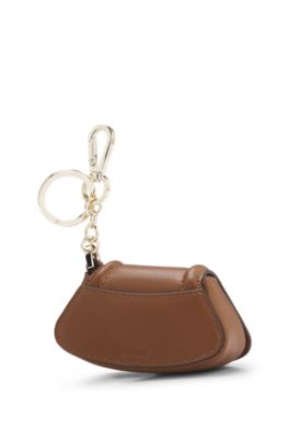 Ariell key ring with gold-tone hardware, Brown