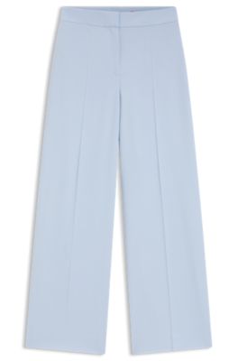 Pantalones en tejido el&aacute;stico con pernera ancha, Celeste