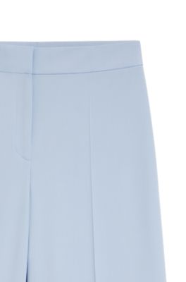 Pantalones en tejido el&aacute;stico con pernera ancha, Celeste