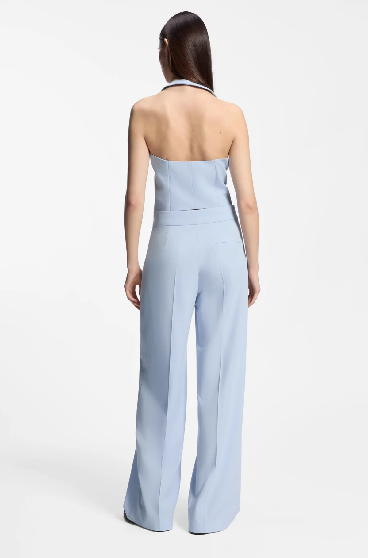 Wide-leg trousers in stretch fabric, Light Blue