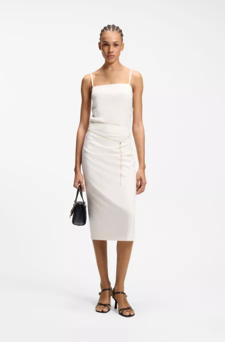 Pencil skirt with gold-tone chain belt