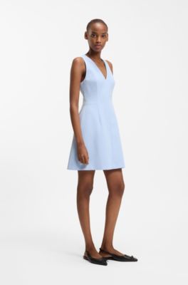 V-neck dress with seam details, Light Blue