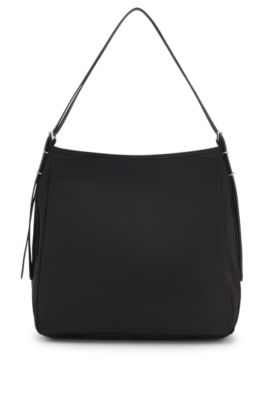 Bolso bandolera con logo apilado, Negro