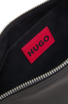 Bolso bandolera con logo apilado, Negro