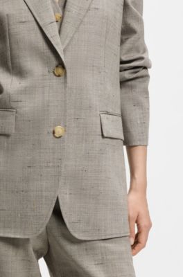 Regular-fit blazer in a wool blend, Patterned
