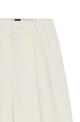 Pantalones relaxed fit de lana, Blanco