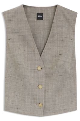 Cropped waistcoat in a wool blend, Patterned