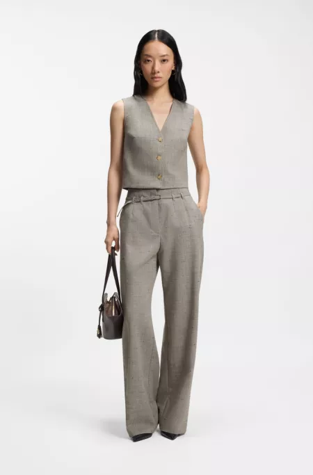 Cropped waistcoat in a wool blend