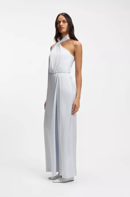 One-shoulder jumpsuit with wrap-effect front