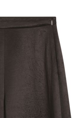 Pantalones relaxed fit de sarga brillante, Marr&oacute;n oscuro