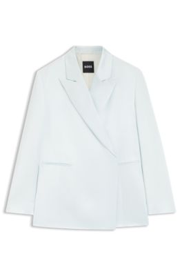 Blazer relaxed fit de sat&eacute;n con cierre oculto, Celeste