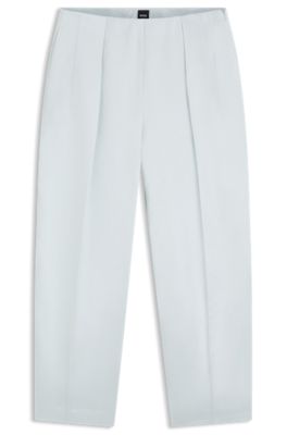 Pantalones relaxed fit en sat&eacute;n con pinzas delanteras, Celeste