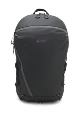 Faux-leather backpack with reflective details, Black