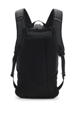 Faux-leather backpack with reflective details, Black