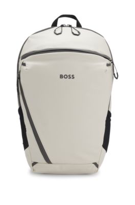 Faux-leather backpack with reflective details, Light Beige