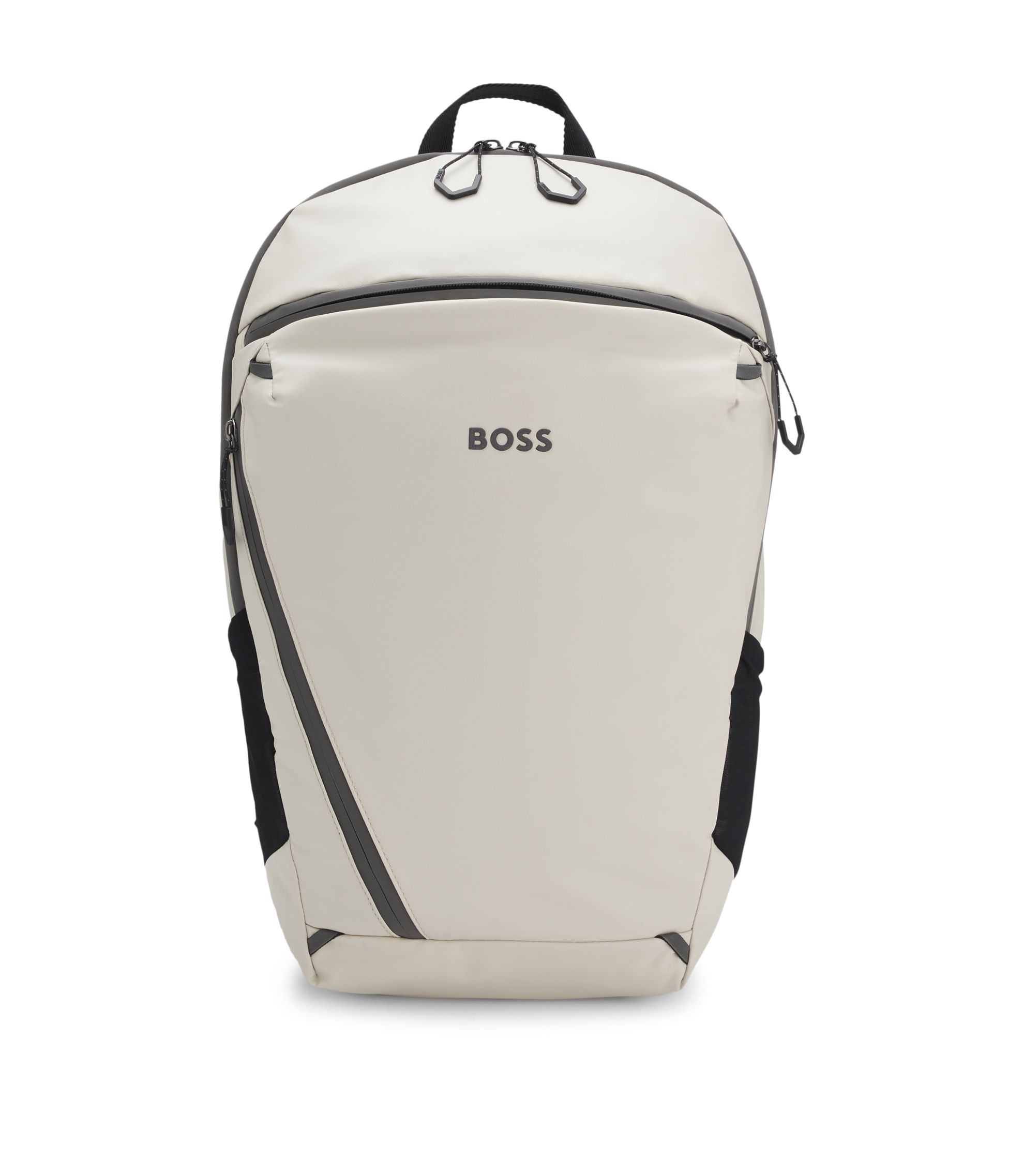 BOSS - Faux-leather backpack with reflective details - Light Beige