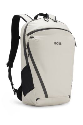 Faux-leather backpack with reflective details, Light Beige