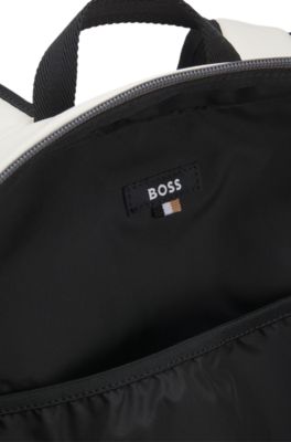 Faux-leather backpack with reflective details, Light Beige