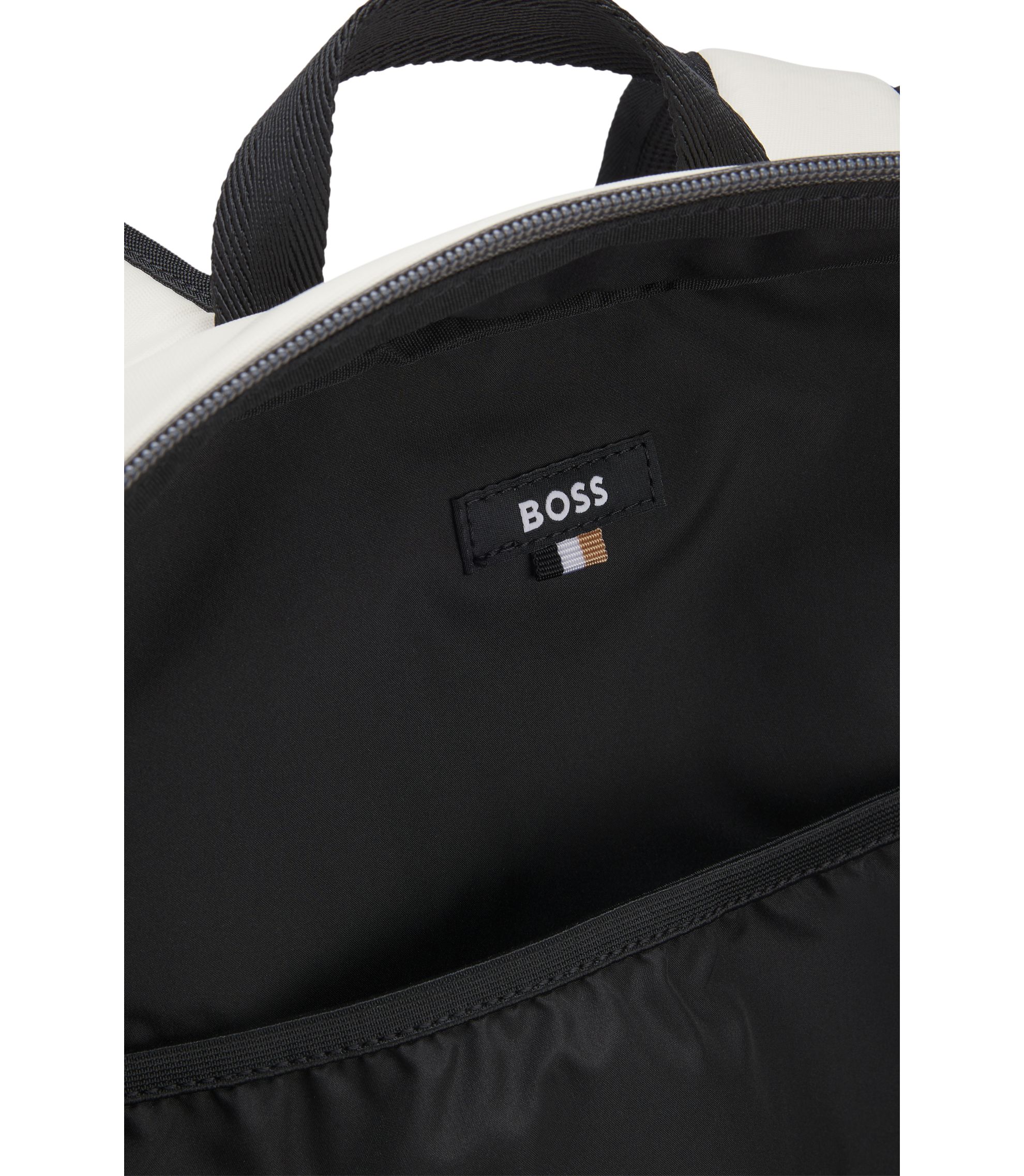 BOSS - Faux-leather backpack with reflective details - Light Beige
