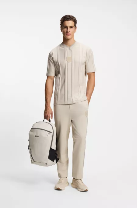 Faux-leather backpack with reflective details