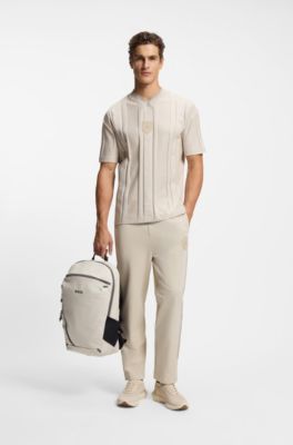 Faux-leather backpack with reflective details, Light Beige