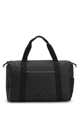 Reflective-detail holdall in faux leather, Black