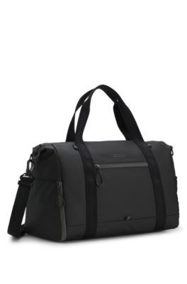 Reflective-detail holdall in faux leather, Black