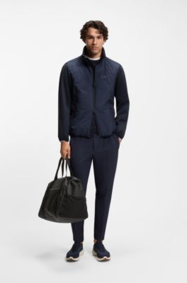 Reflective-detail holdall in faux leather, Black