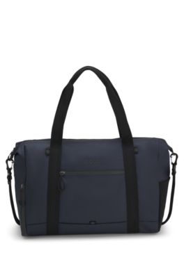 Reflective-detail holdall in faux leather, Dark Blue