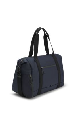 Reflective-detail holdall in faux leather, Dark Blue