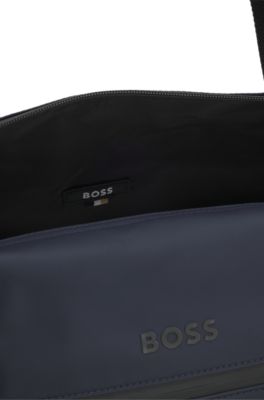 Reflective-detail holdall in faux leather, Dark Blue