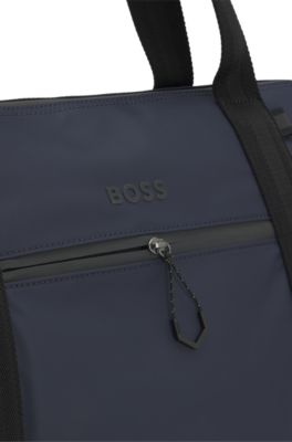 Reflective-detail holdall in faux leather, Dark Blue