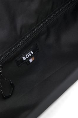 Bolsa de viaje de piel sint&eacute;tica con cremalleras reflectantes, Blanco