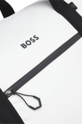 Bolsa de viaje de piel sint&eacute;tica con cremalleras reflectantes, Blanco