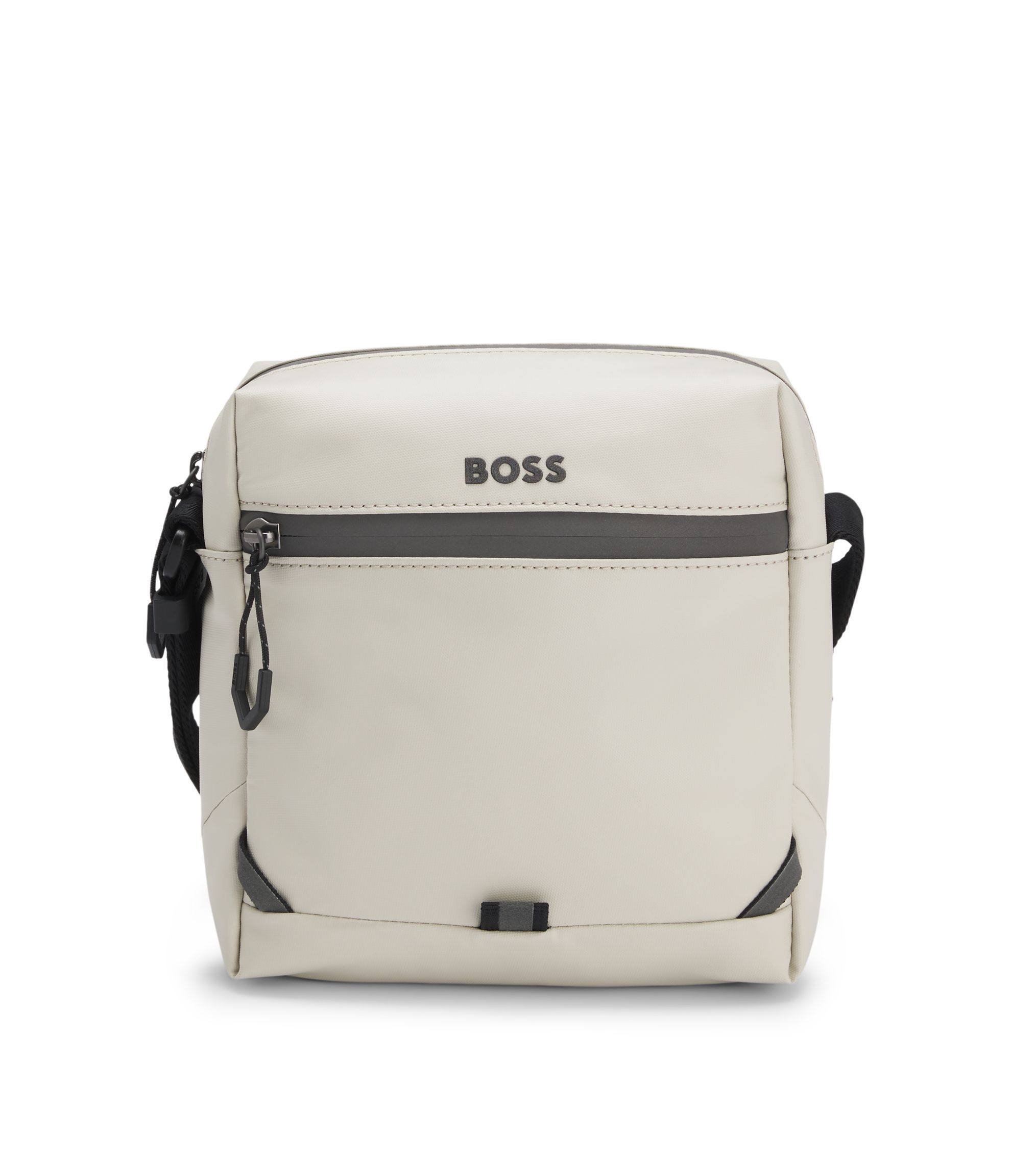 BOSS - Reflective-detail reporter bag in faux leather - Light Beige