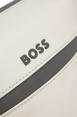 Reflective-detail reporter bag in faux leather, Light Beige