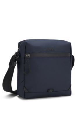 Bolso mensajero de piel sint&eacute;tica con detalles reflectantes, Azul oscuro
