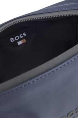 Bolso mensajero de piel sint&eacute;tica con detalles reflectantes, Azul oscuro