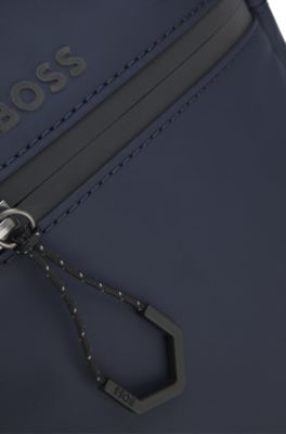 Reflective-detail reporter bag in faux leather, Dark Blue