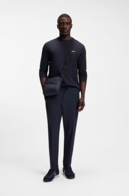 Bolso mensajero de piel sint&eacute;tica con detalles reflectantes, Azul oscuro