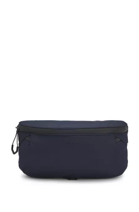 Faux-leather belt bag with reflective zips