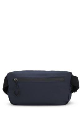 Sac ceinture en similicuir avec fermetures &eacute;clair r&eacute;fl&eacute;chissantes, Bleu fonc&eacute;