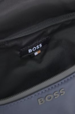 Sac ceinture en similicuir avec fermetures &eacute;clair r&eacute;fl&eacute;chissantes, Bleu fonc&eacute;