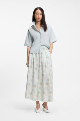 Cropped relaxed-fit blouse in cotton poplin, Light Blue